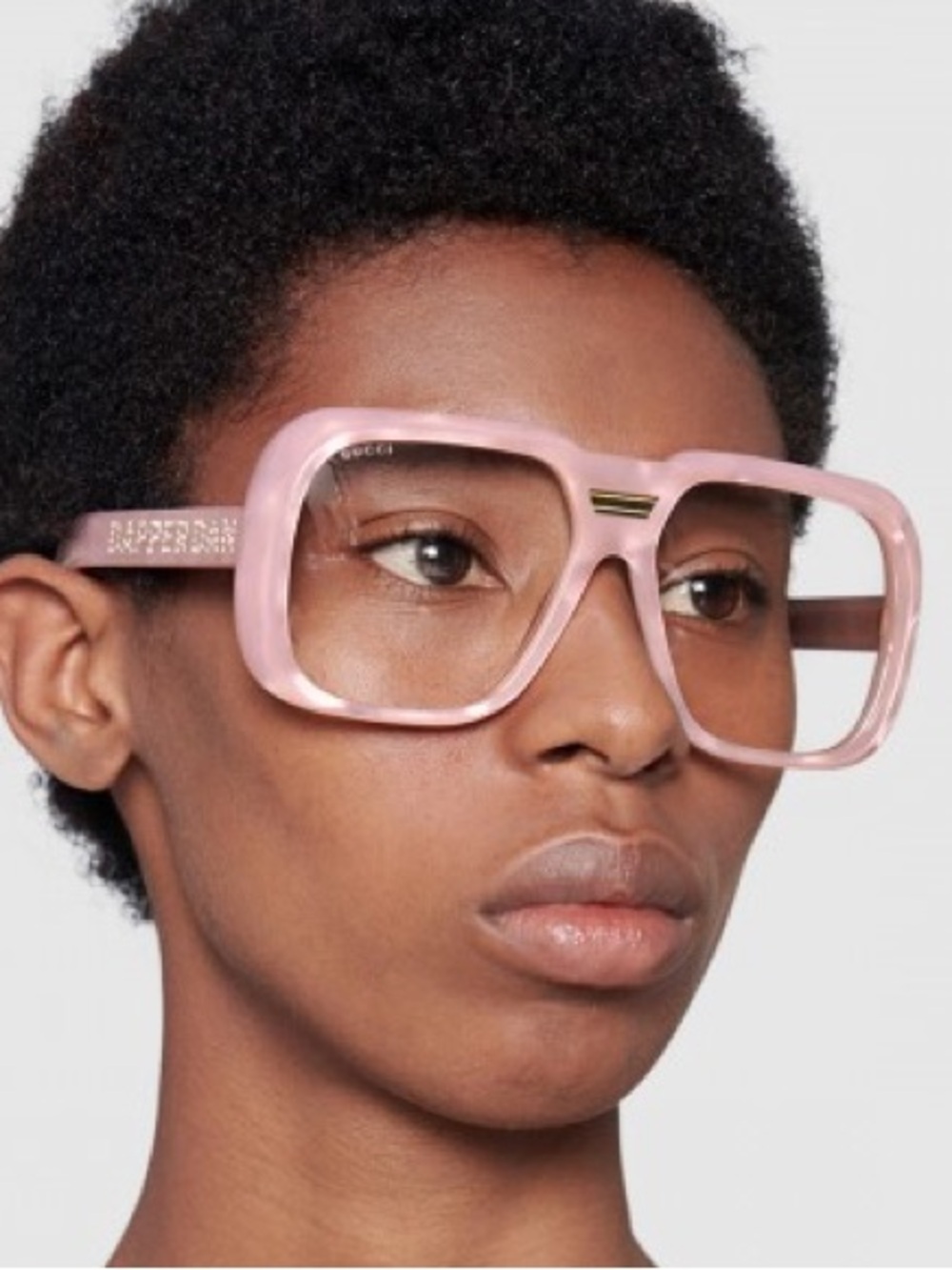 Dapper Dan x Gucci Pink Oversized Square Sunglasses with Crystal